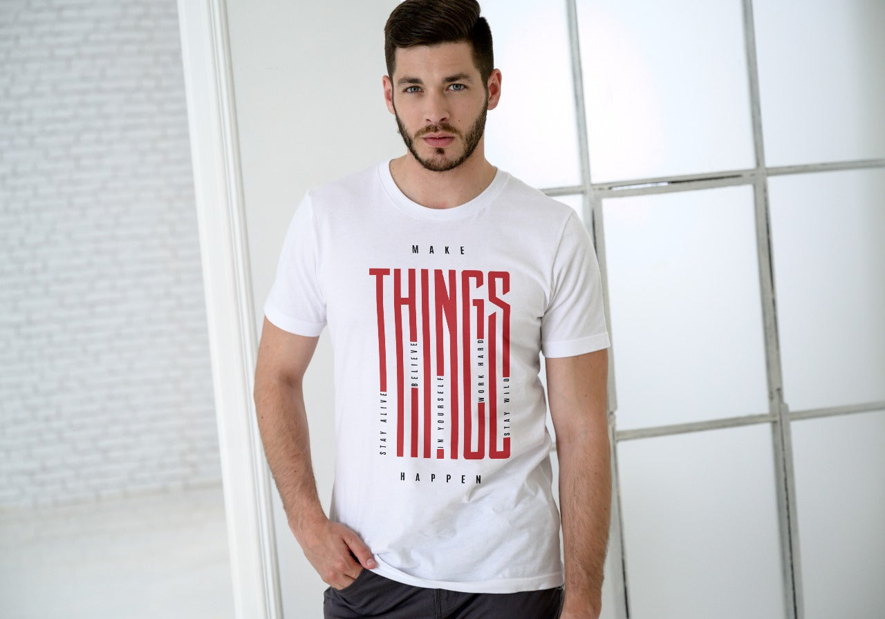 Make Things Happen Cotton T-Shirt for Men